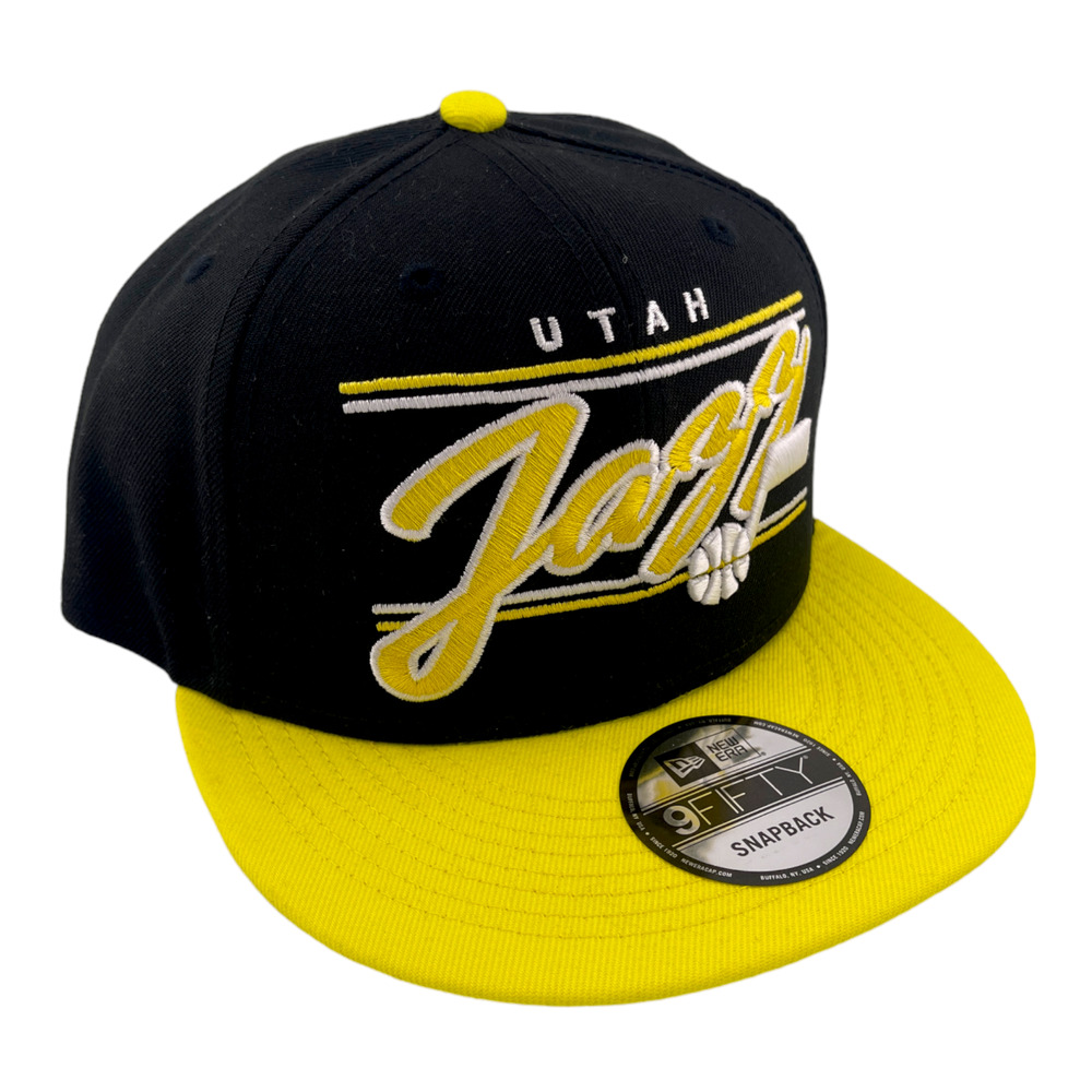 New Era Utah Jazz Team Script Logo Black/Yellow/Grey UV NBA 9FIFTY Snapback Hat